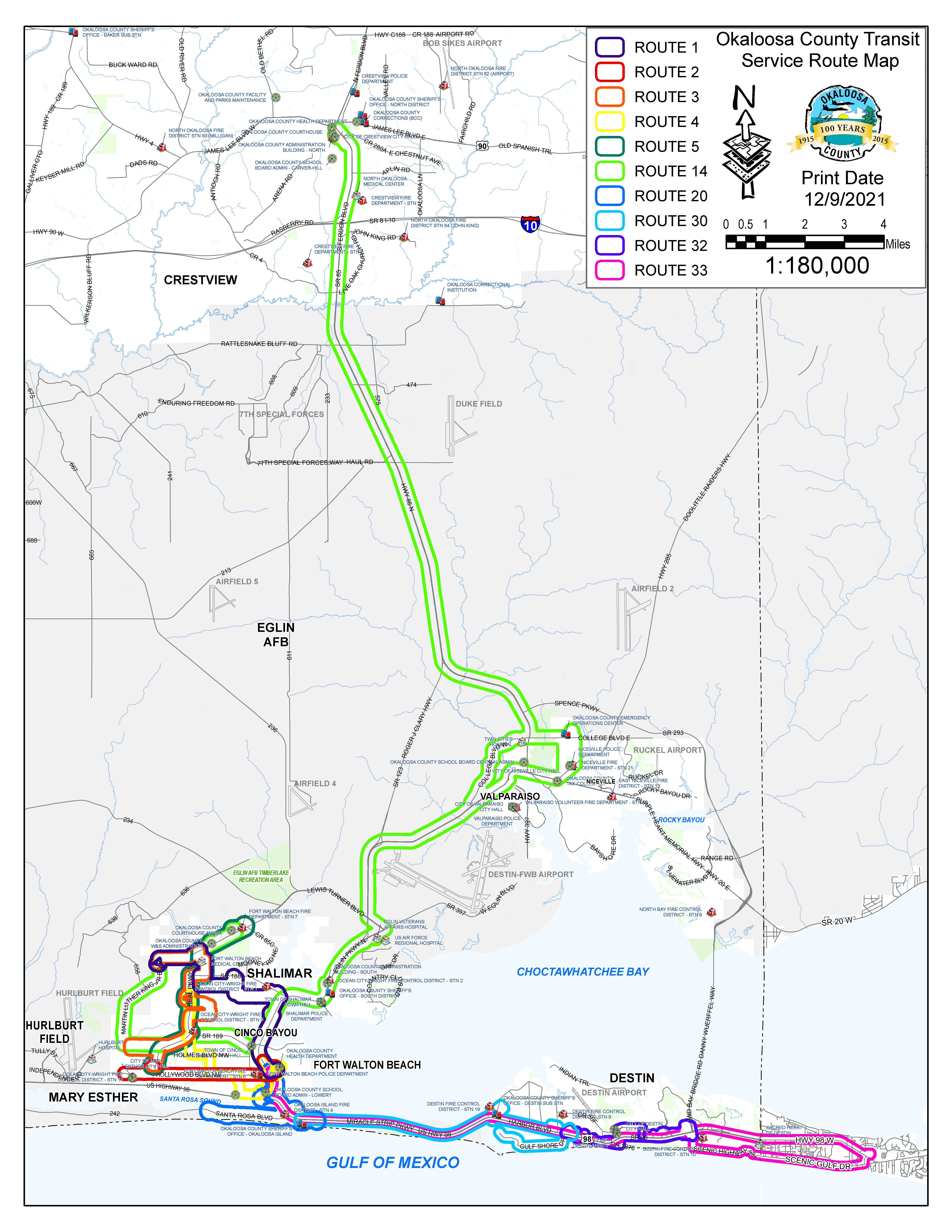 Okaloosa System Route Map